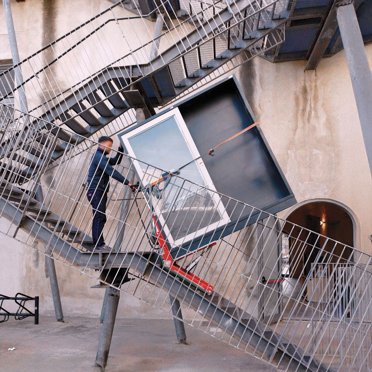 Domino stair climber on outdoor stairs at construction site
