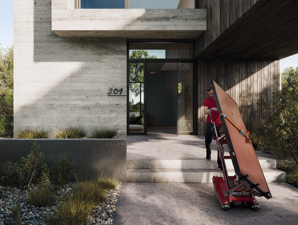 Skipper stair climbing trolley for transporting doors and window frames