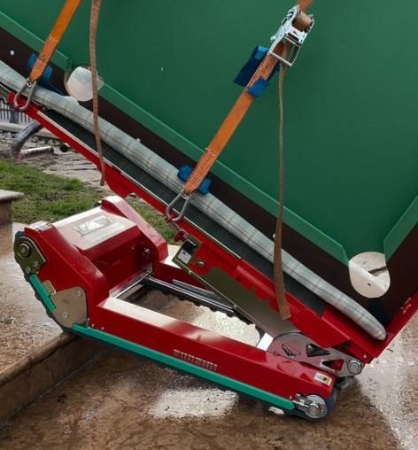 Stair climbing trolley for billiard delivery to apartment