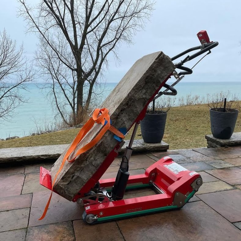 Stair climber for marble countertop delivery to apartment
