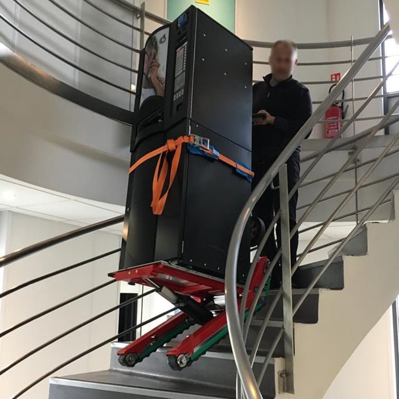 Professional stair climber for vending machine on narrow stairs